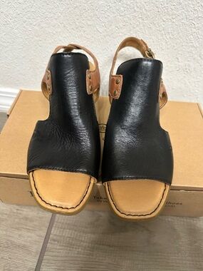 Born Black and Tan Leather Open-Toe Slingback Sandals - Women